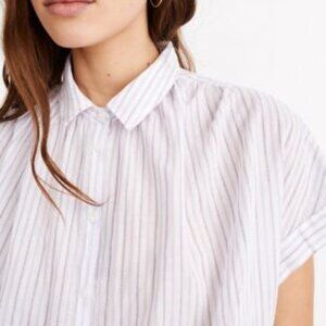Madewell short sleeve button down, lavender stripes